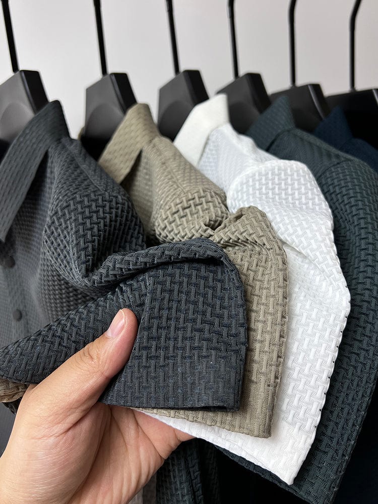 Herr Pikétröja Elegant Textur – Perfekt för Sommar och Fritid