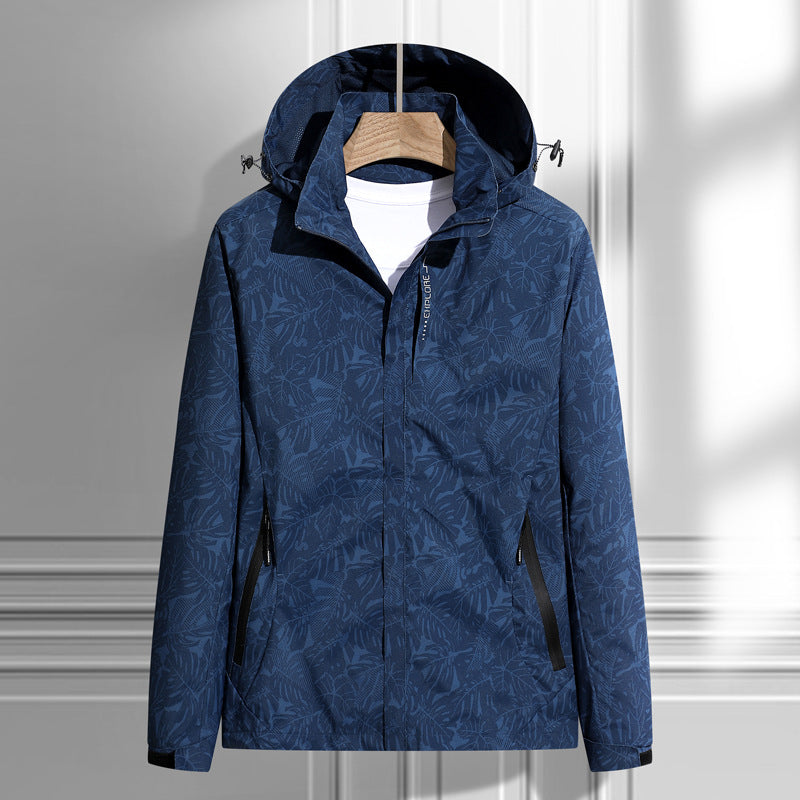 Lättviktsjacka med Huva och Lövmönster, Unisex