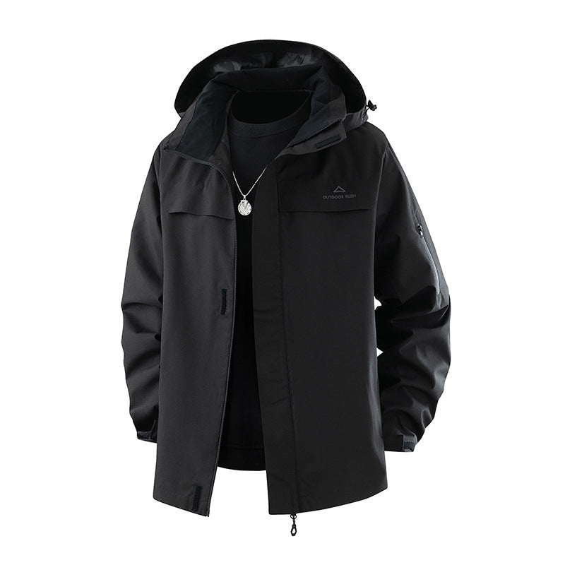 Unisex Outdoorjacka med Huva och Dragkedjor i Rött
