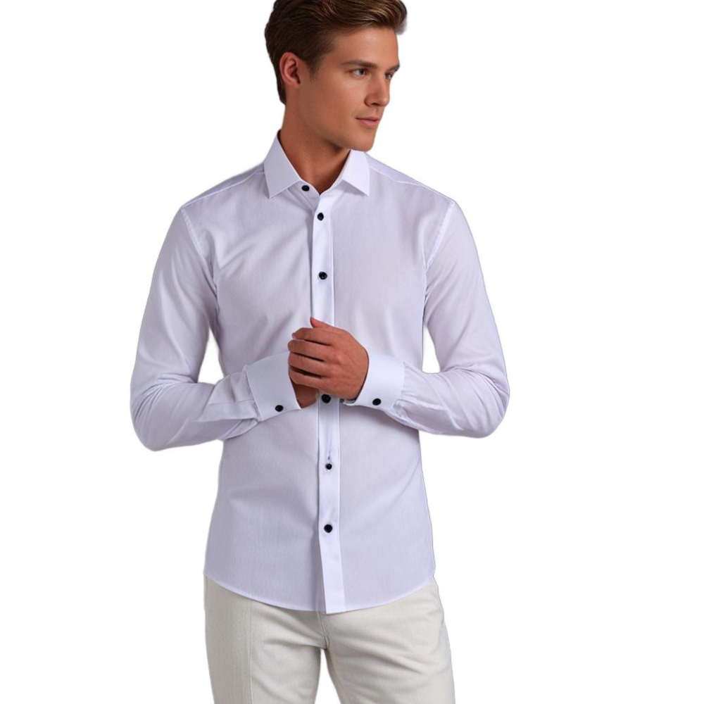 Herrskjorta Slim Fit Stretch – Klassisk och Elegant för Affärs- och Casualbruk