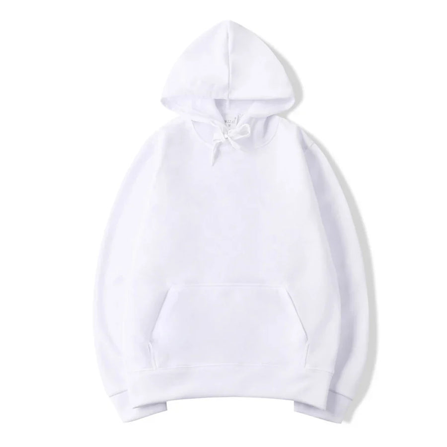 Enfärgad Hoodie med Känguruficka och Huva