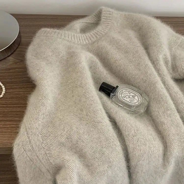 Mjuk Tröja med Rund Hals, Lång Ärm och Ribbade Muddar, Flerfärgad