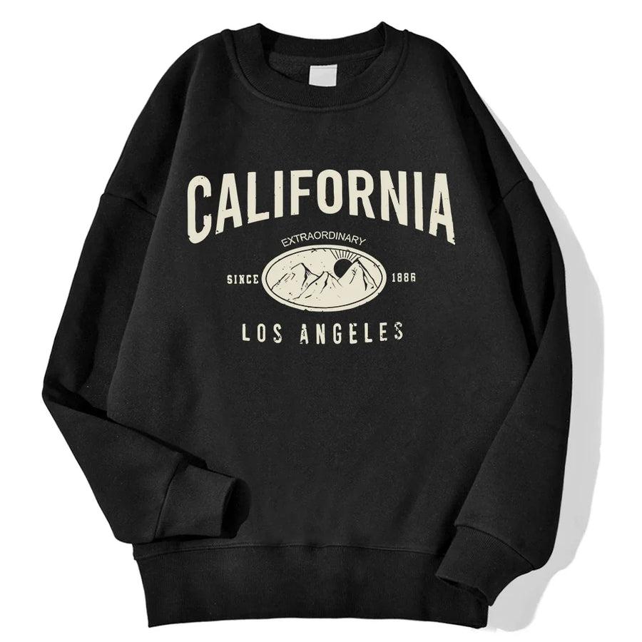 Mjuk Sweatshirt med Tryck Rundhalsad Långärmad