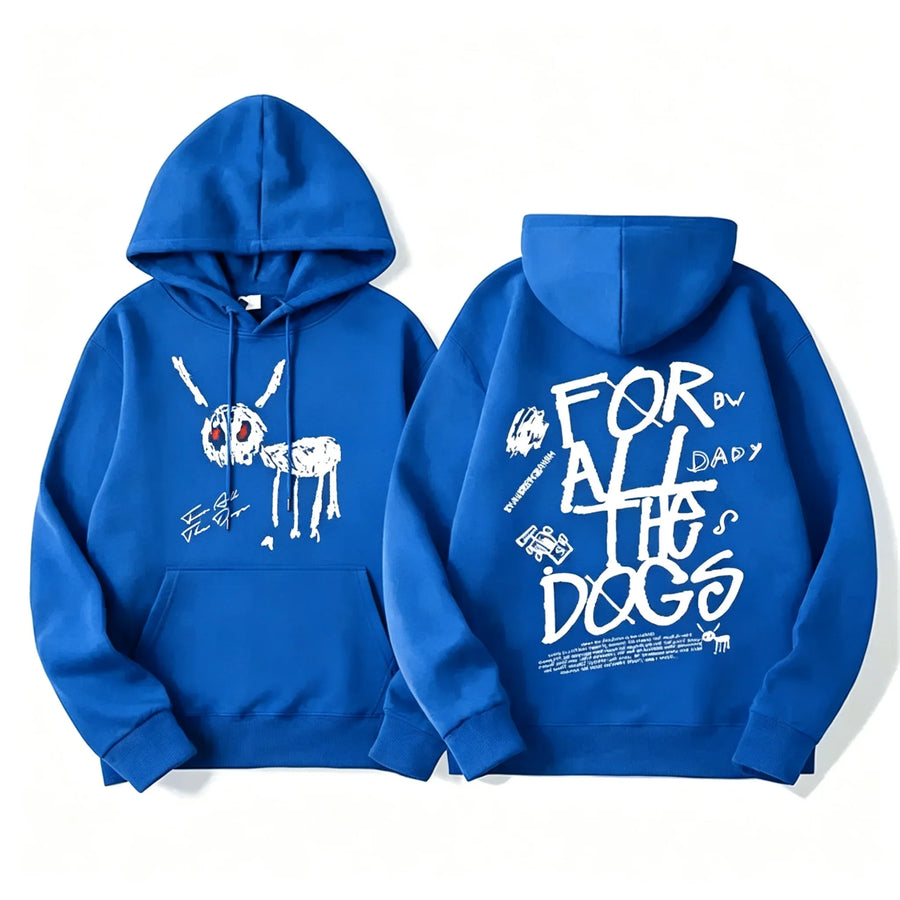 Unisex Hoodie med tryck och magficka, "For All The Dogs"-tema