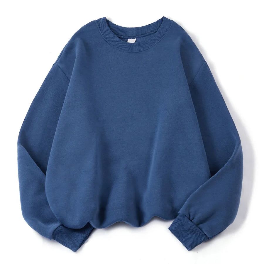 Lila Oversize Sweatshirt med Rund Halsringning