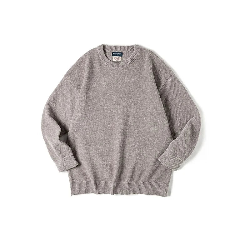 Mjuk rundhalsad stickad tröja för män i ribbad design