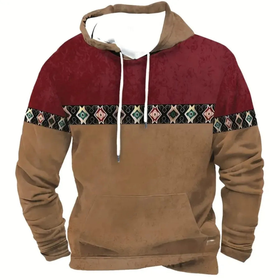 Unisex Hoodie med Djurmönster och Etniskt Tryck