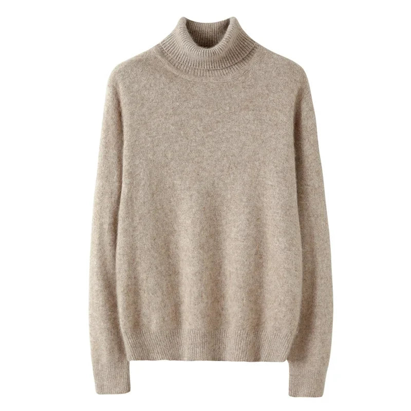 Dam ribbstickad polotröja, långärmad mjuk tröja i enfärgade toner