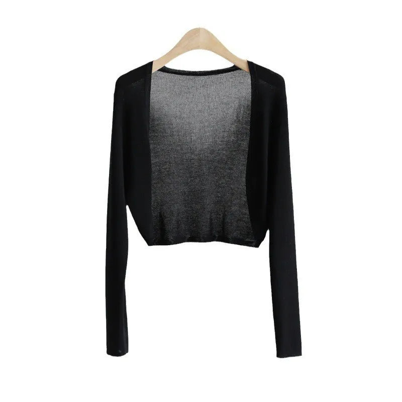 Dam Kort Cardigan Tunna Långärmad Bolero Sommar