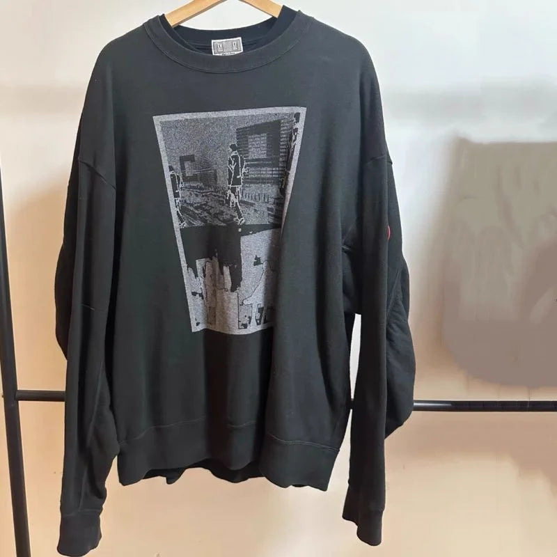 Unisex sweatshirt med tryck och rund halsringning