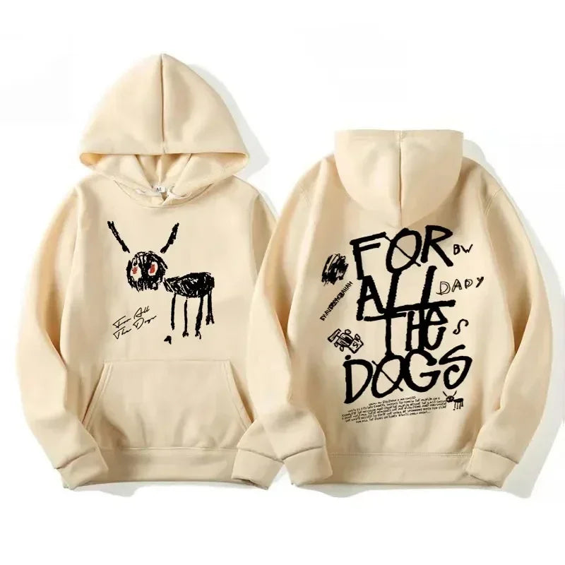 Unisex Hoodie med tryck och magficka, "For All The Dogs"-tema