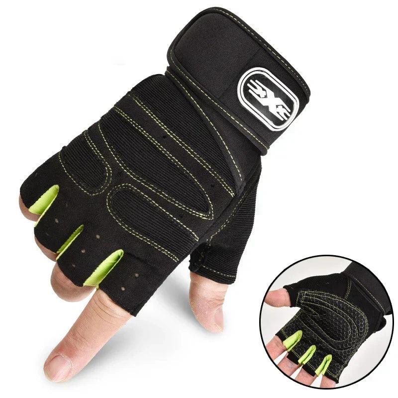 Fingerlösa Träningshandskar med handledsstöd, Gymhandskar