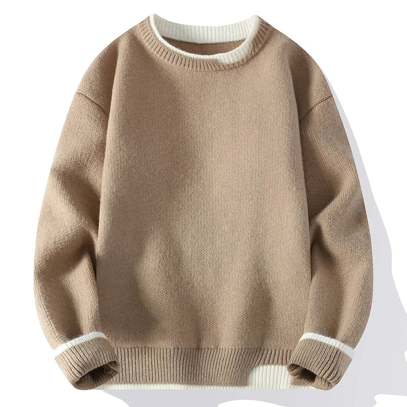 Unisex Långärmad Tröja Rundhalsad Kontrastkant Rosa