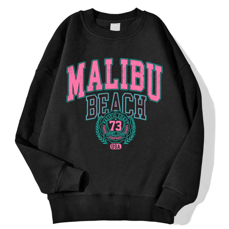 Mjuk Sweatshirt med Tryck Rundhalsad Långärmad