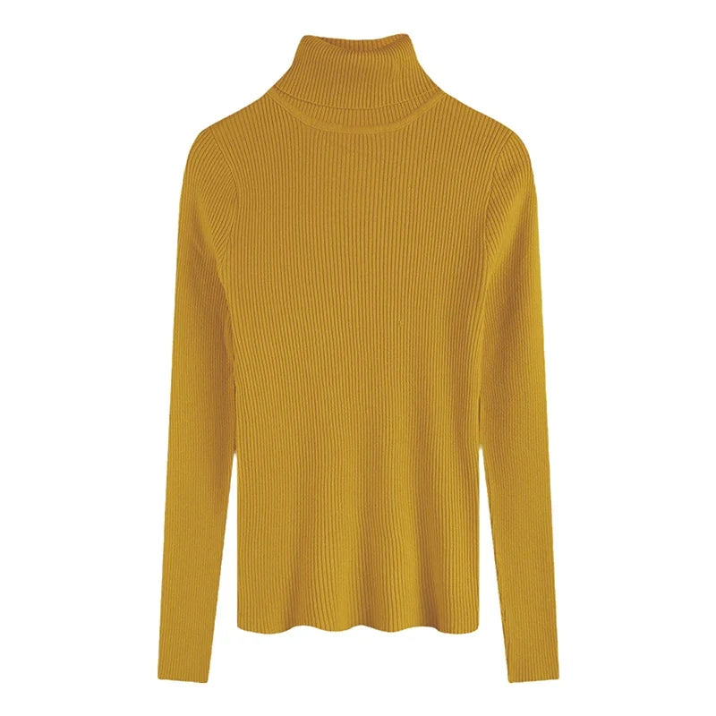 Dam ribbstickad polotröja, långärmad tröja i enfärgad design