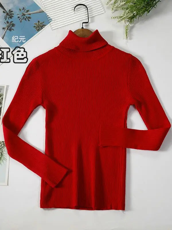 Ribbstickad Polotröja för Dam i Flerfärgad Stretchig Design
