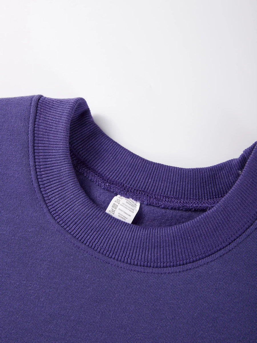 Lila Oversize Sweatshirt med Rund Halsringning