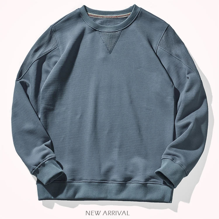Unisex sweatshirt med rundhalsad krage, ribbade muddar och V-detalj, flera färger