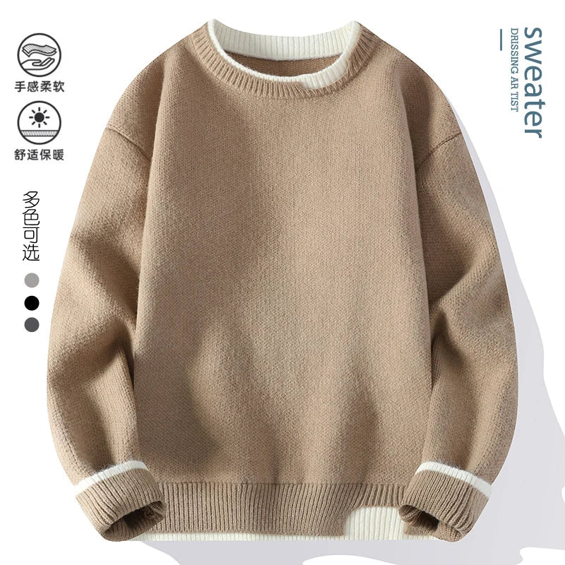 Unisex Långärmad Tröja Rundhalsad Kontrastkant Rosa