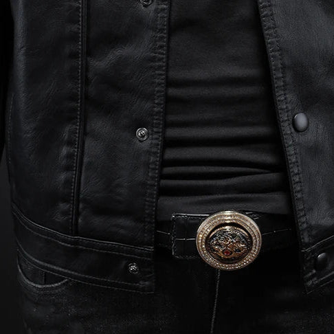 Herrjacka – Klassisk Moto-Stil för Modern och Självsäker Look