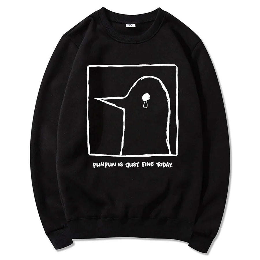 Unisex Hoodie med "Punpun is just fine today"-tryck, beige