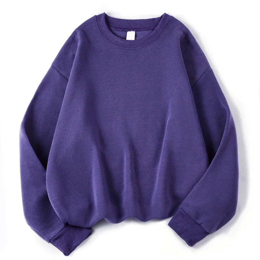 Lila Oversize Sweatshirt med Rund Halsringning