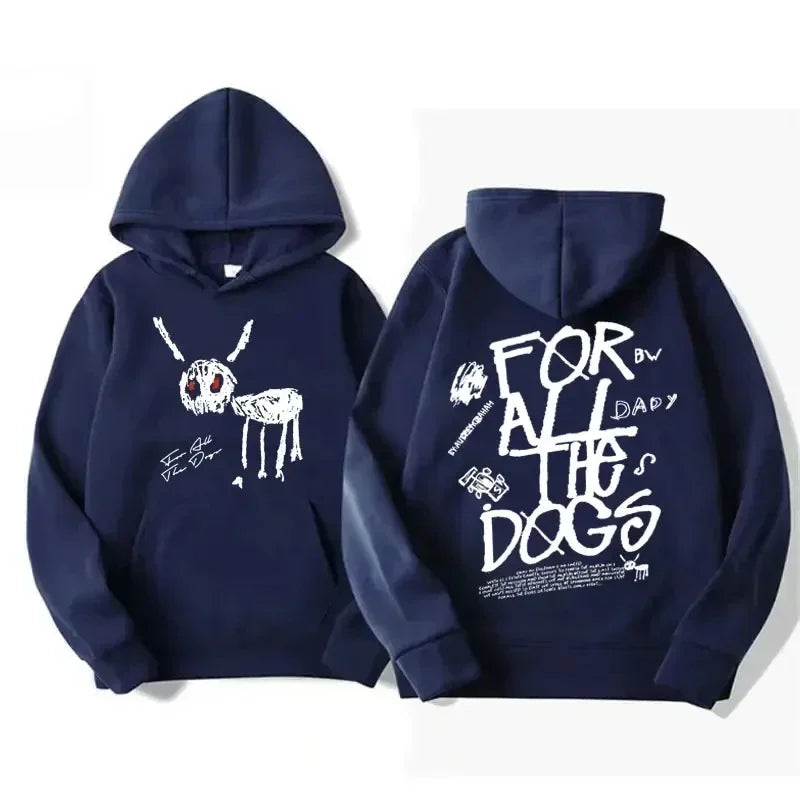 Unisex Hoodie med tryck och magficka, "For All The Dogs"-tema