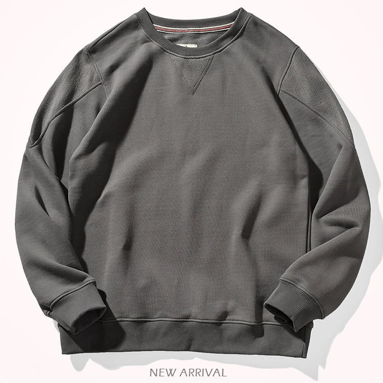 Unisex sweatshirt med rundhalsad krage, ribbade muddar och V-detalj, flera färger