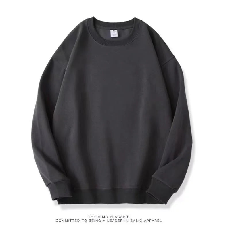 Enkel Enfärgad Sweatshirt för Herr i Mjukt Material med Rund Halsringning