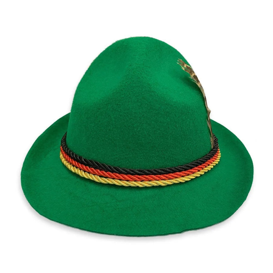 Herr Oktoberfest Lederhosen-set med skjorta, hängslen och hatt, broderade korta byxor