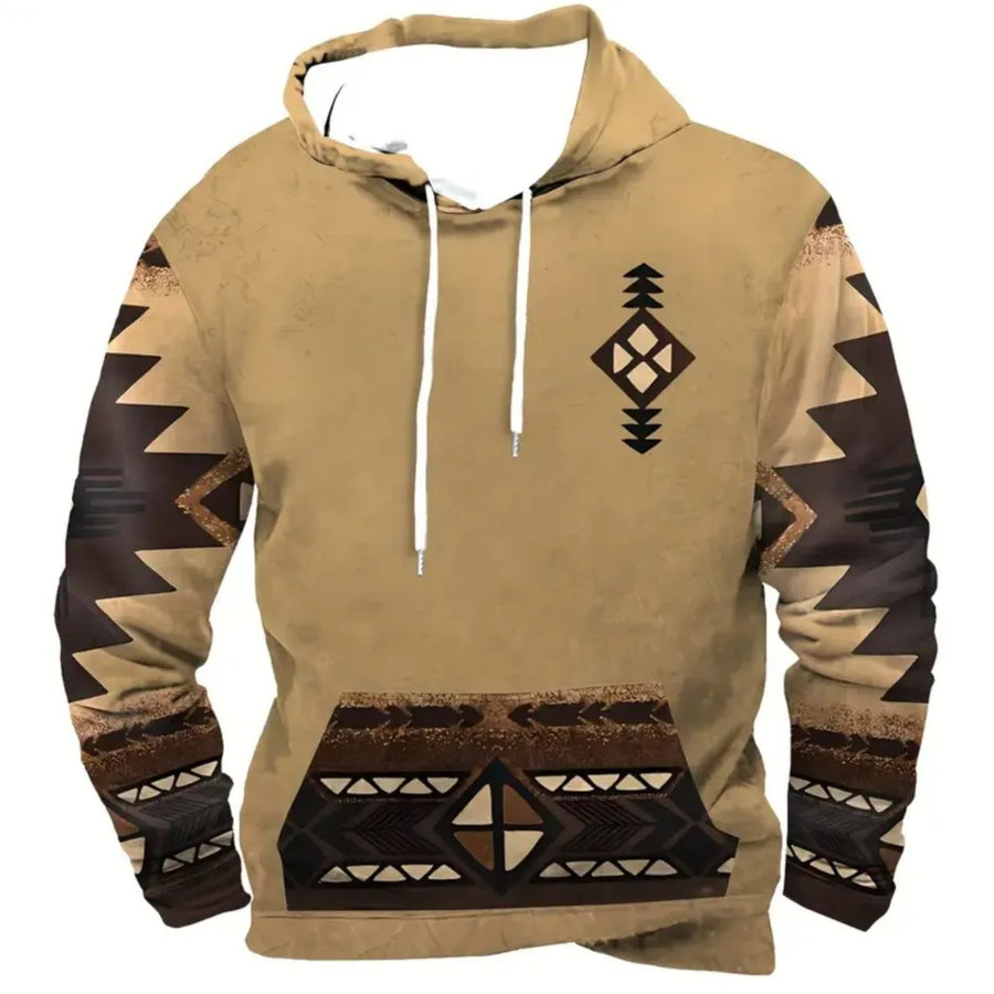 Unisex Hoodie med Djurmönster och Etniskt Tryck
