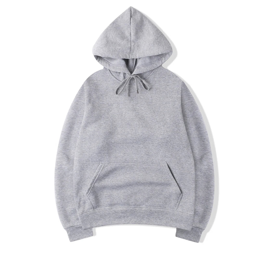 Enfärgad Hoodie med Känguruficka och Huva