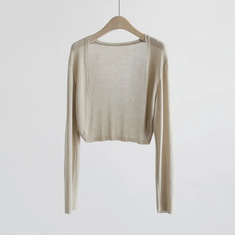 Dam Kort Cardigan Tunna Långärmad Bolero Sommar