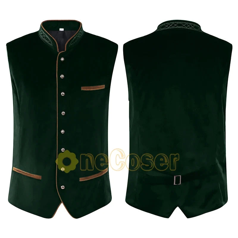 Herrväst sammetslook med broderad krage och dekorativa fickor