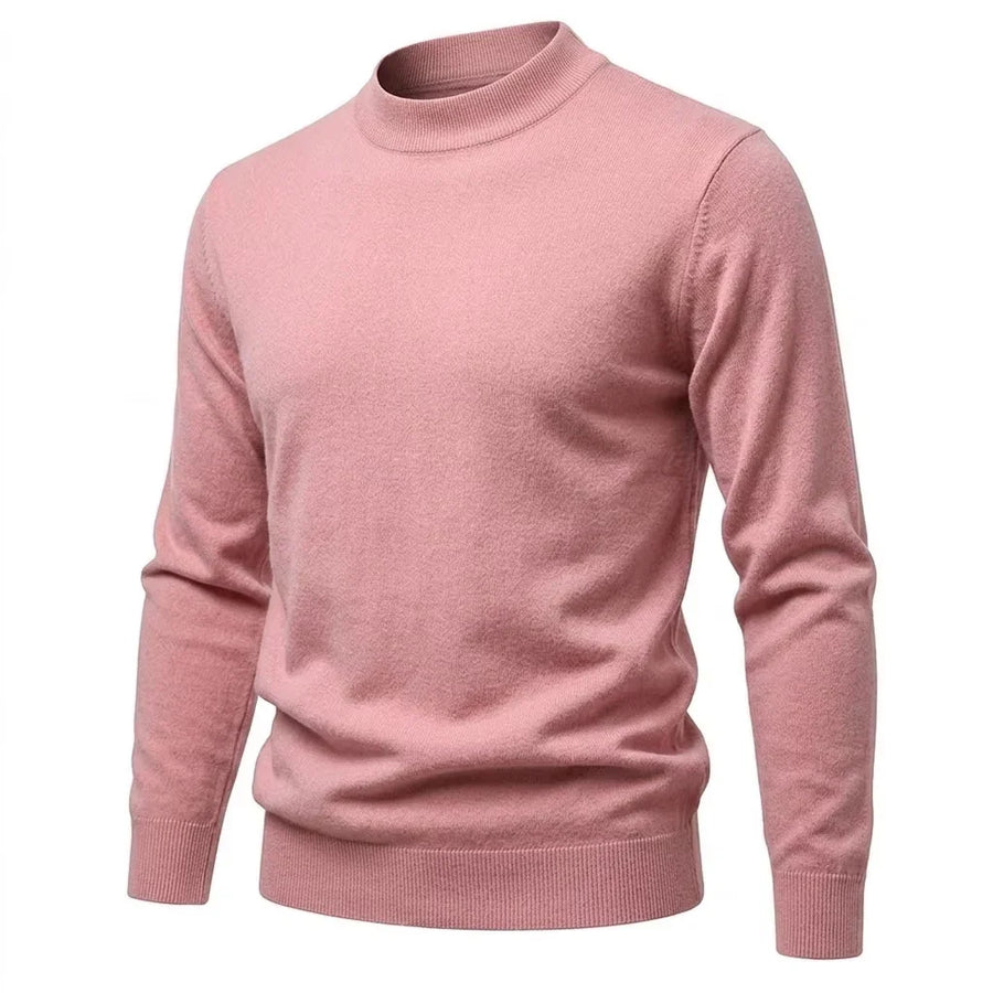 Herrtröja med halvpolo, ribbad mudd, enfärgad design