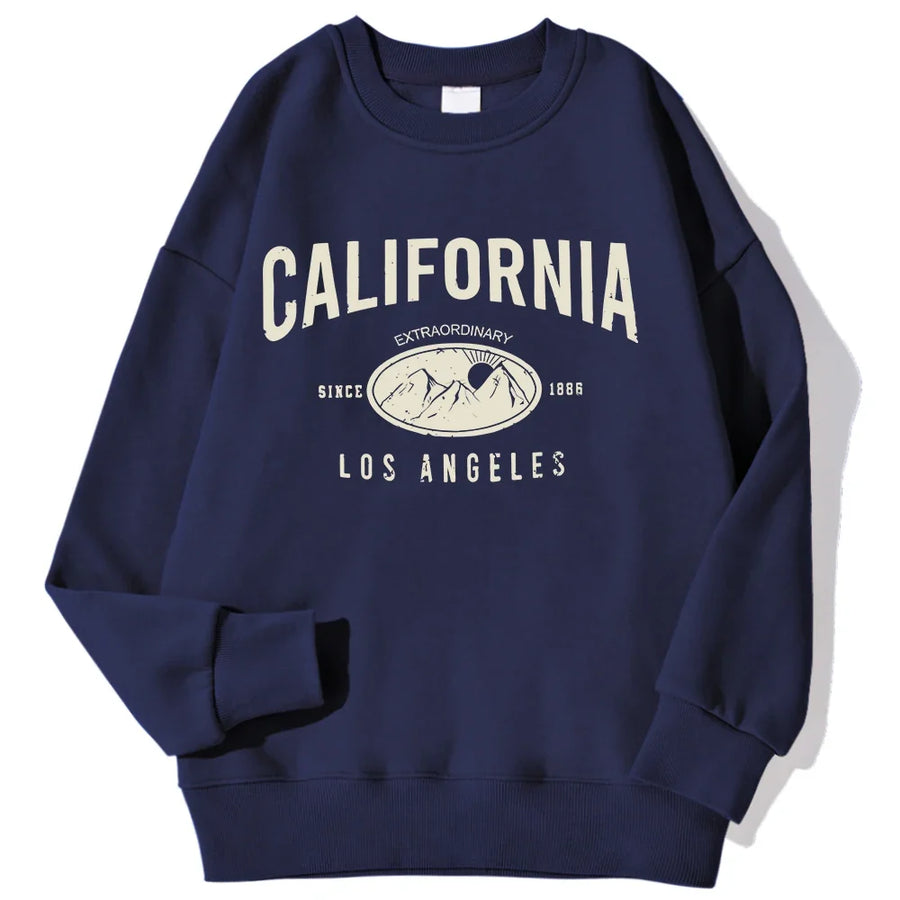 Mjuk Sweatshirt med Tryck Rundhalsad Långärmad