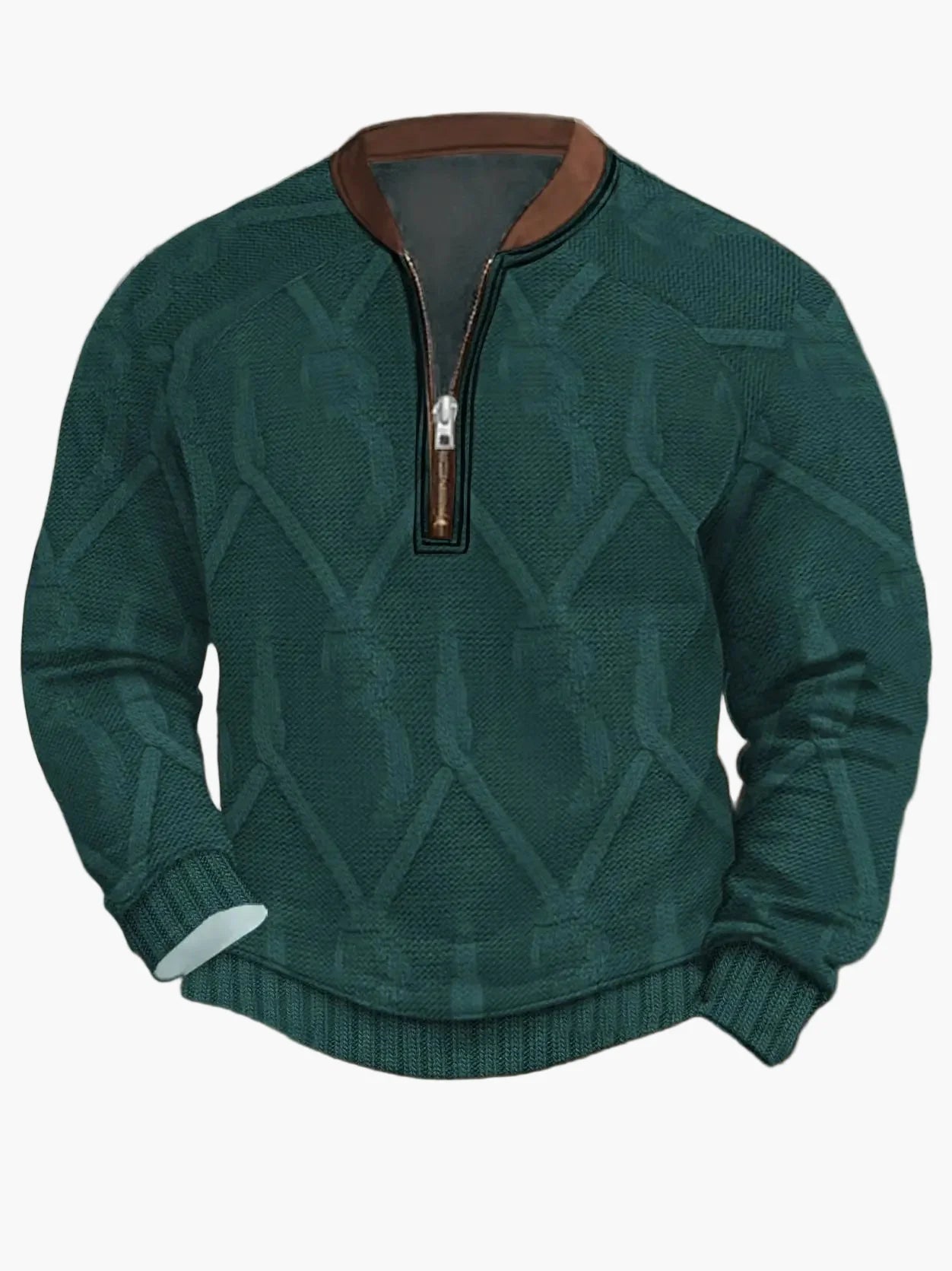 Herrar Halvzip Stickad Tröja med Modern Mönsterdesign för Vardag och Fritid