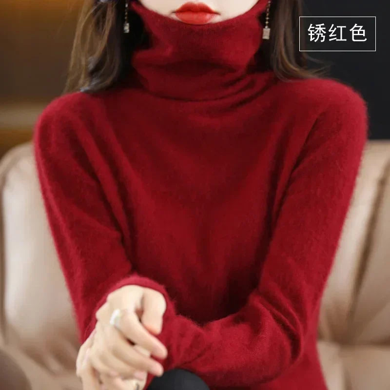 Damturtlenecktröja, ribbstickade muddar, lång ärm, mjuk känsla