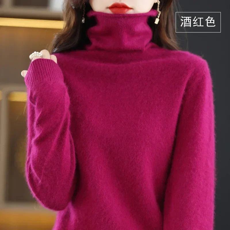 Damturtlenecktröja, ribbstickade muddar, lång ärm, mjuk känsla