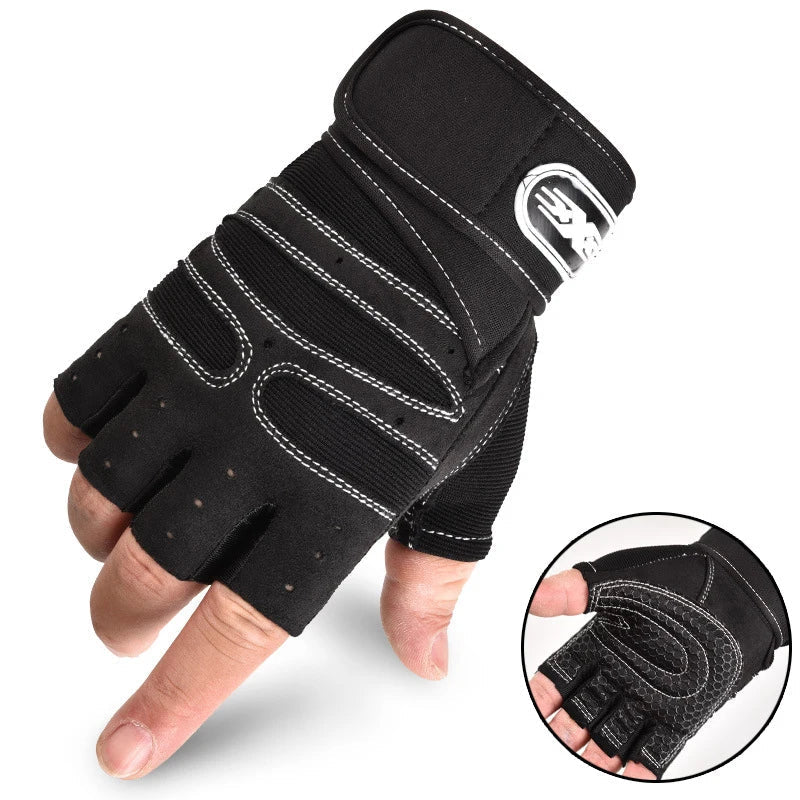 Fingerlösa Träningshandskar med handledsstöd, Gymhandskar