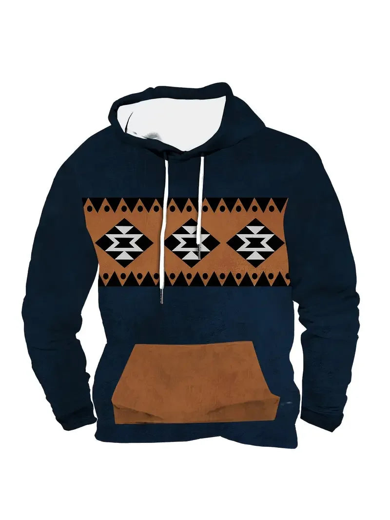 Unisex Hoodie med Djurmönster och Etniskt Tryck