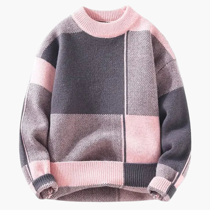Herr Stickad Tröja Rutmönstrad Varm Höst/Vinter Casual