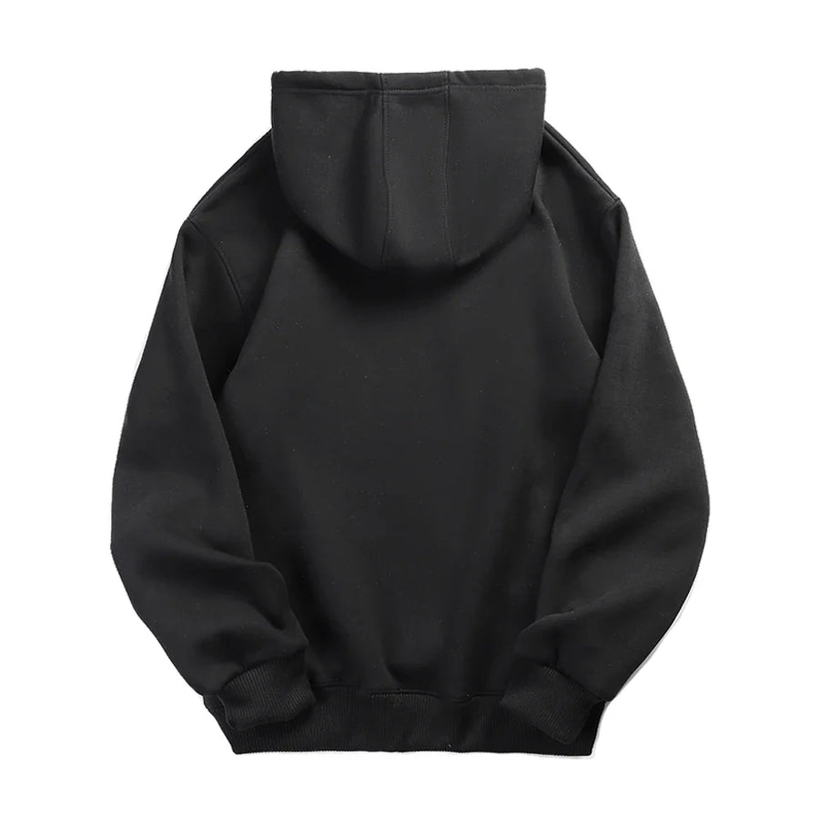 Enfärgad Hoodie med Känguruficka och Huva