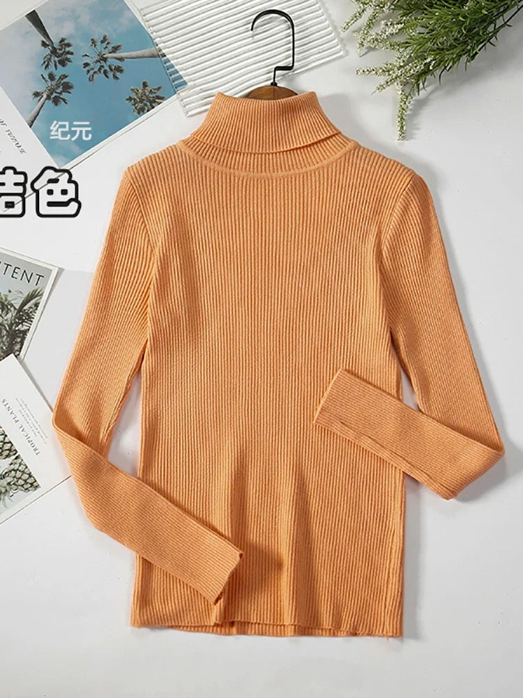 Ribbstickad Polotröja för Dam i Flerfärgad Stretchig Design