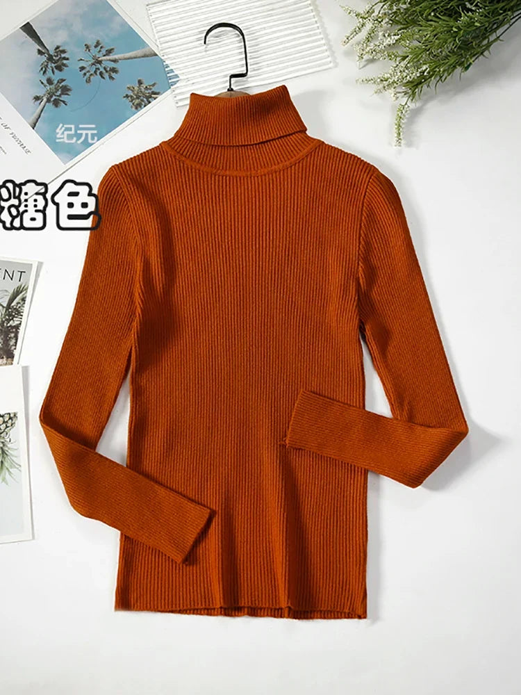 Ribbstickad Polotröja för Dam i Flerfärgad Stretchig Design