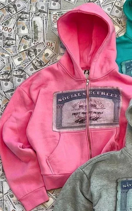 Hoodie med dragkedja och tryck, kort modell, mjukt material