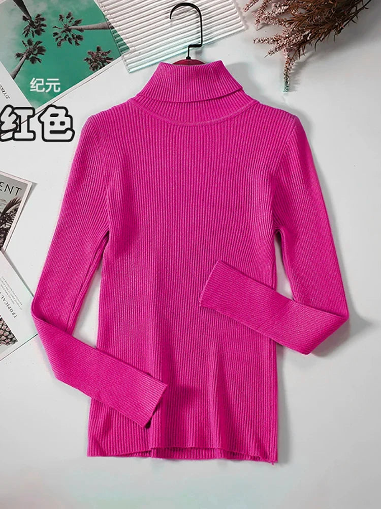 Ribbstickad Polotröja för Dam i Flerfärgad Stretchig Design