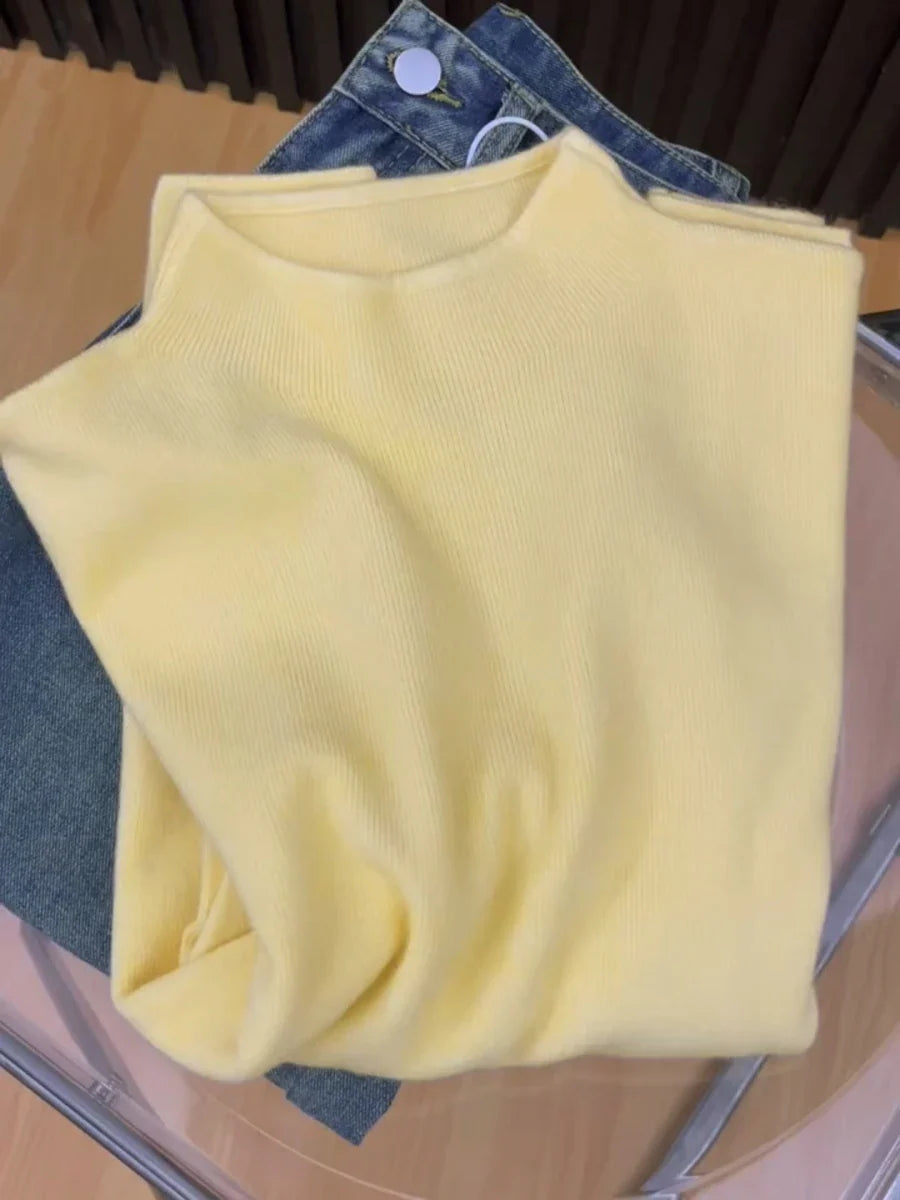 Långärmad Mockneck Tröja för Dam i Mjukt Material