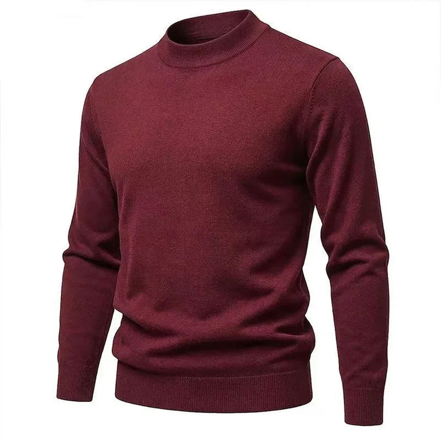 Herrtröja med halvpolo, ribbad mudd, enfärgad design