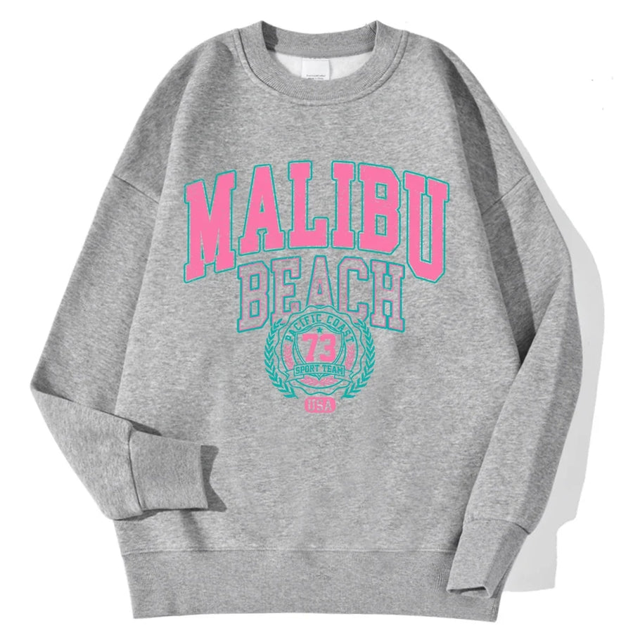 Mjuk Sweatshirt med Tryck Rundhalsad Långärmad